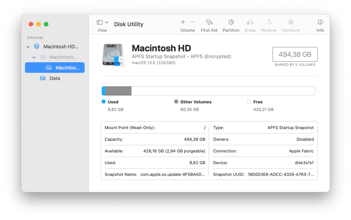 Disk Utility window