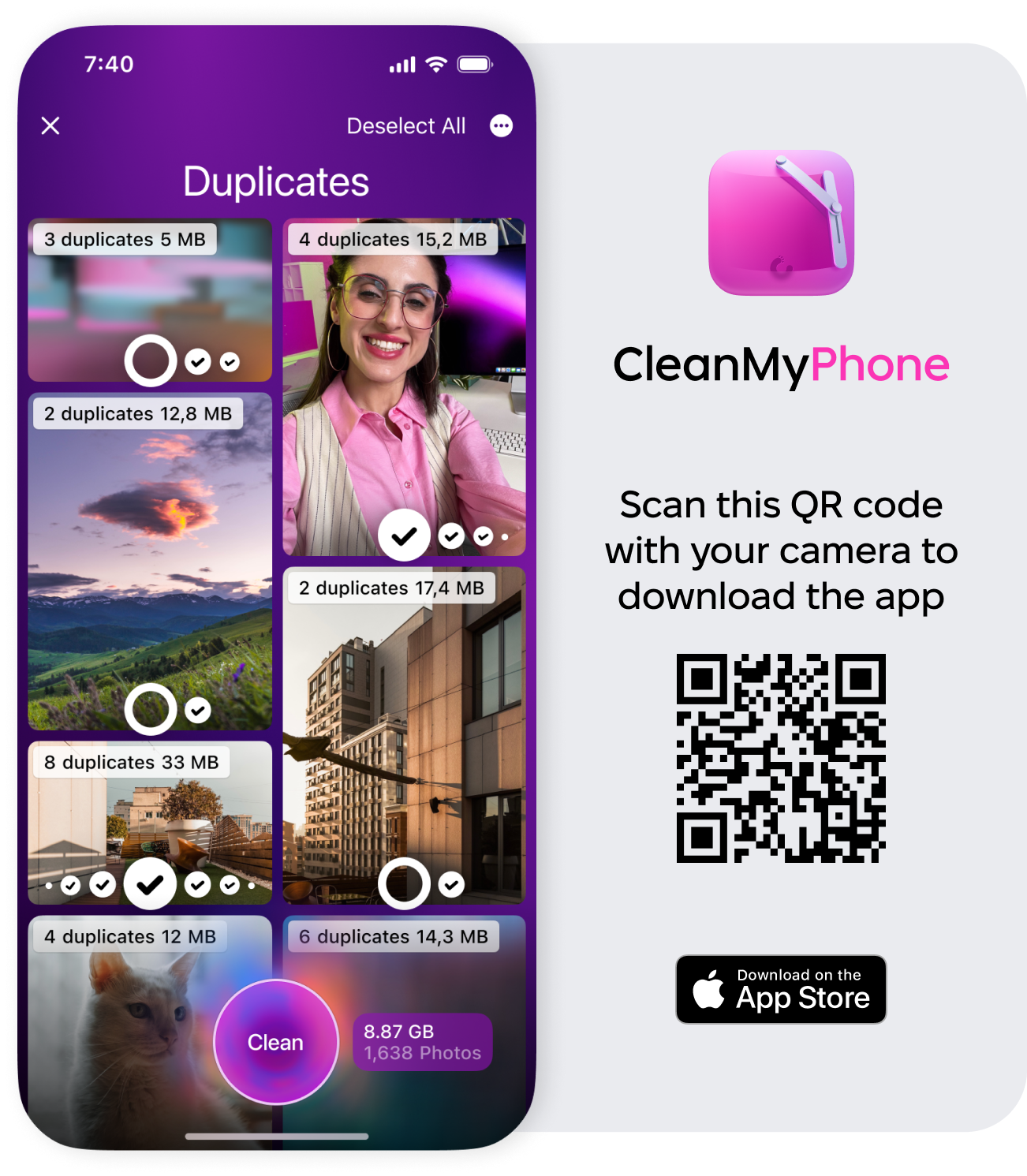 Duplicates module in CleanMy®Phone