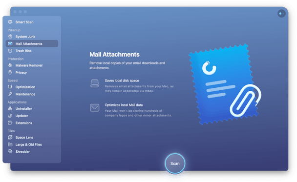 CleanMyMac X - Mail Attachments module