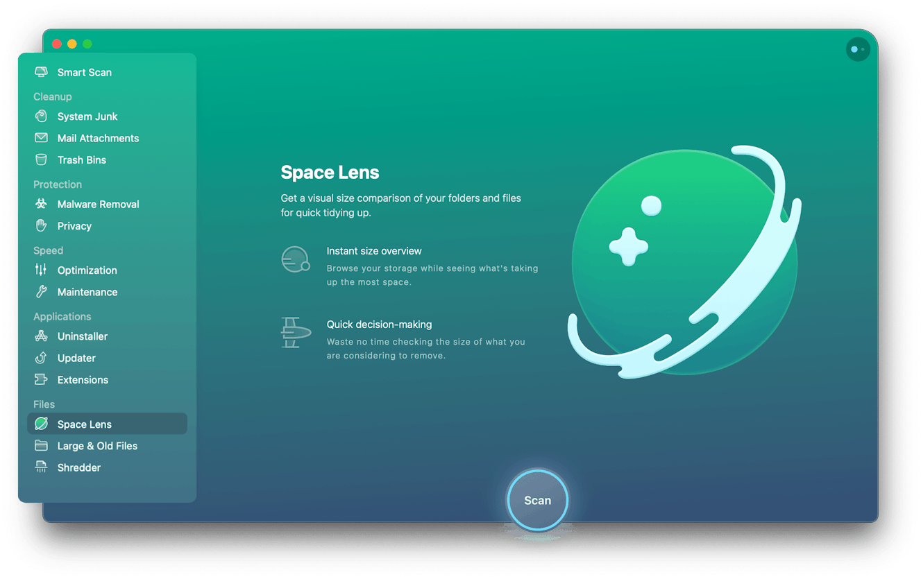 Space lens module of CleanMyMacX