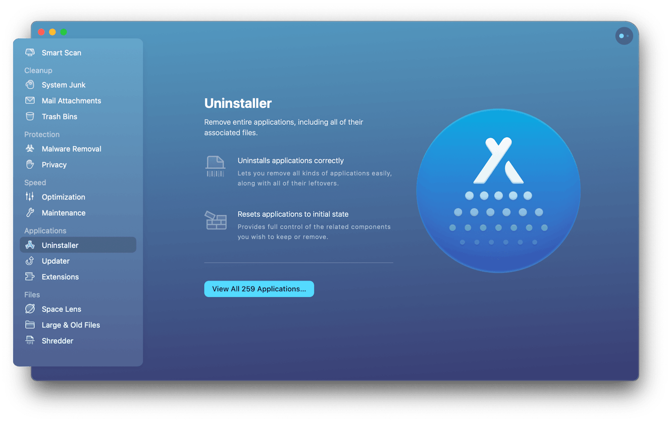 Uninstaller module in CleanMyMacX