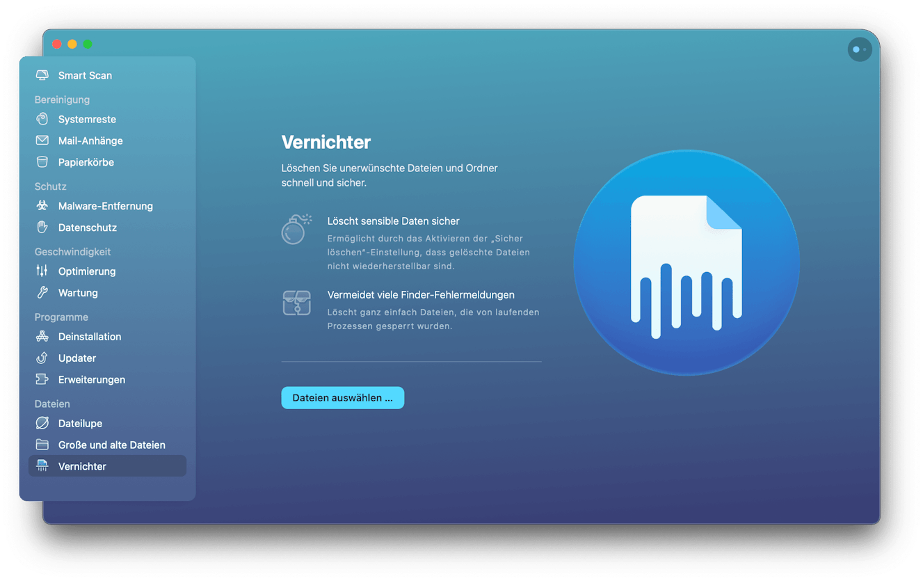 Vernichter-Modul in CleanMyMac X