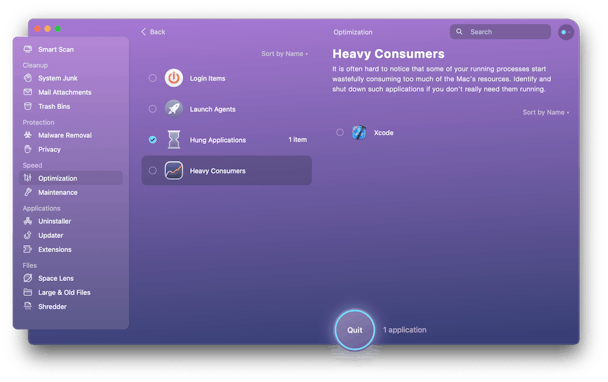 CleanMyMac X - heavy consumers