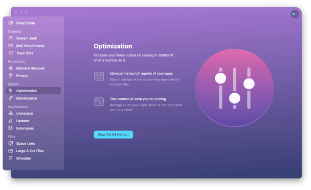 CleanMyMac X - Optimization module