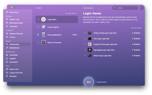 CleanMyMac X - Login items
