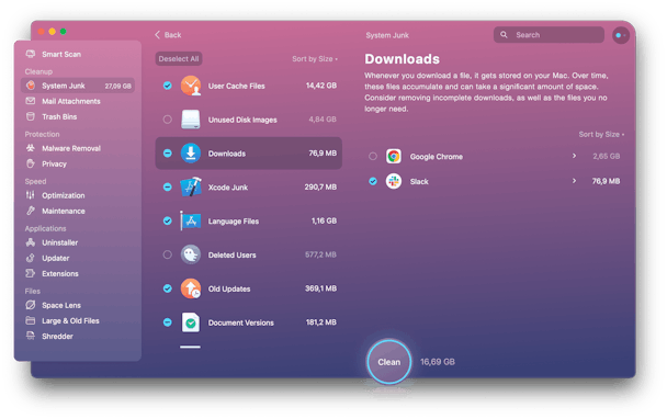 CleanMyMac X - Downloads in System Junk module