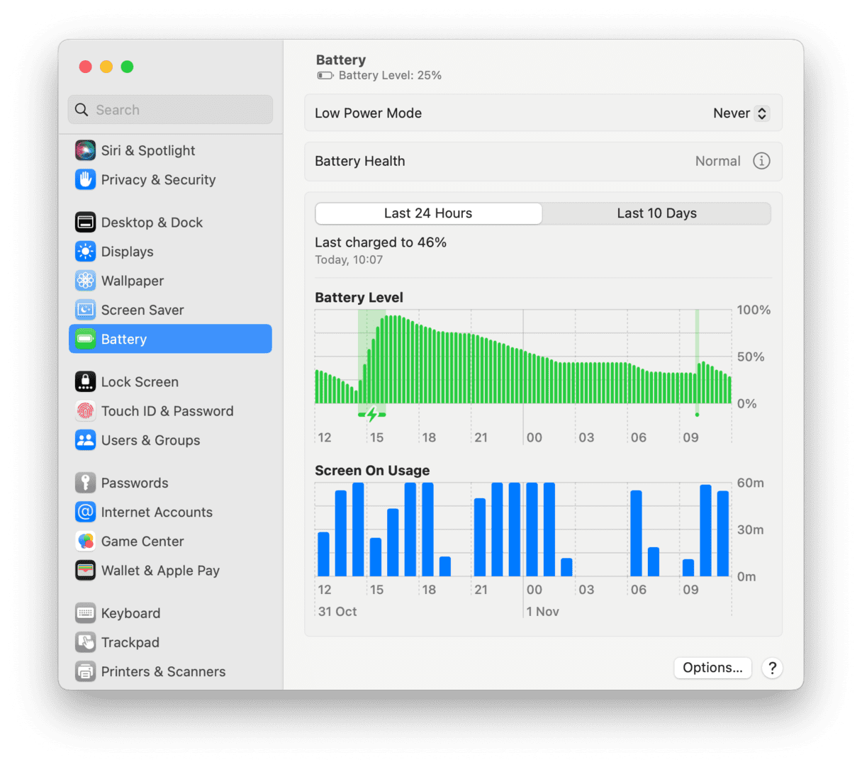 System Preferences - Battery