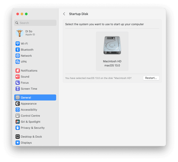 System Preferences - Startup Disk