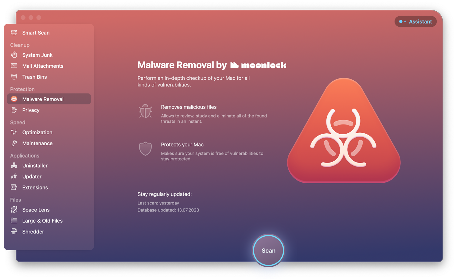 Malware Removal module powered by the Moonlock engine