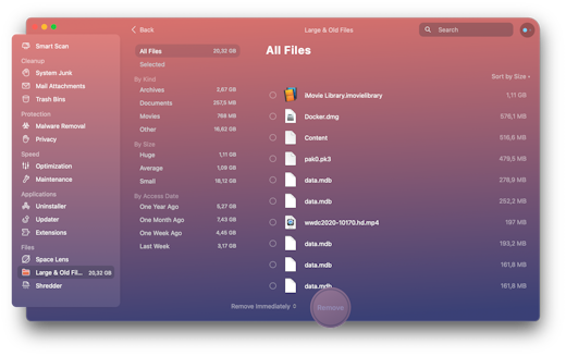 Cleanmymac X Large & Old Files Module