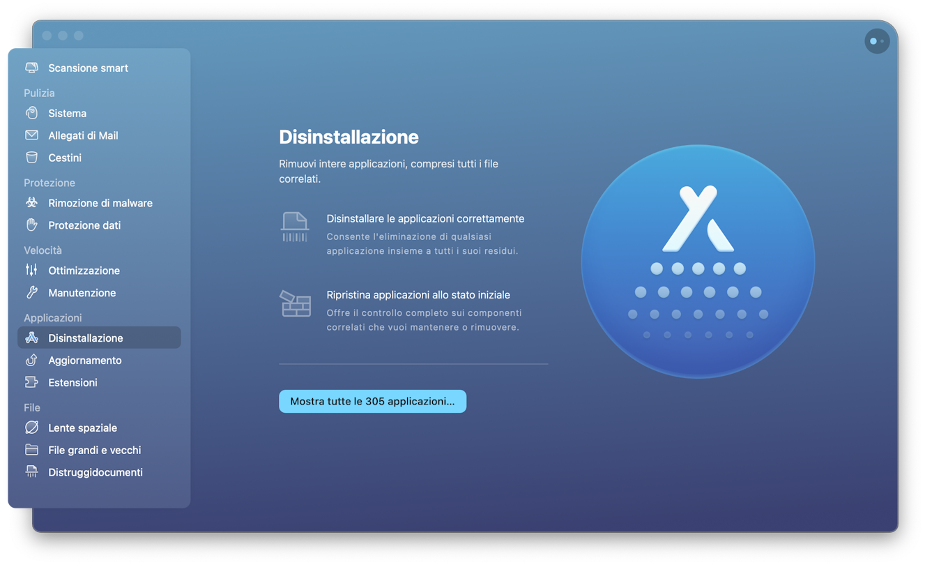 CleanMyMac X – lo strumento di Disinstallazione